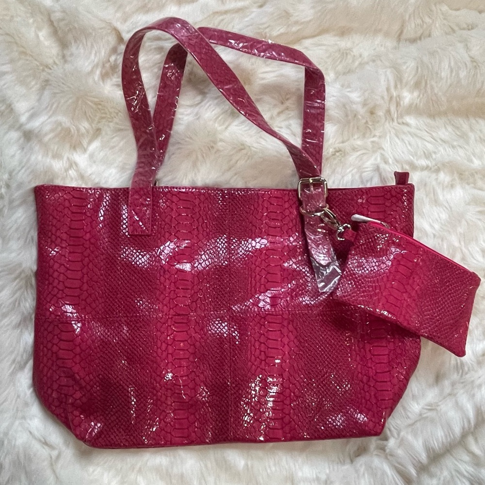 Array Pink Snakeskin Tote Bag